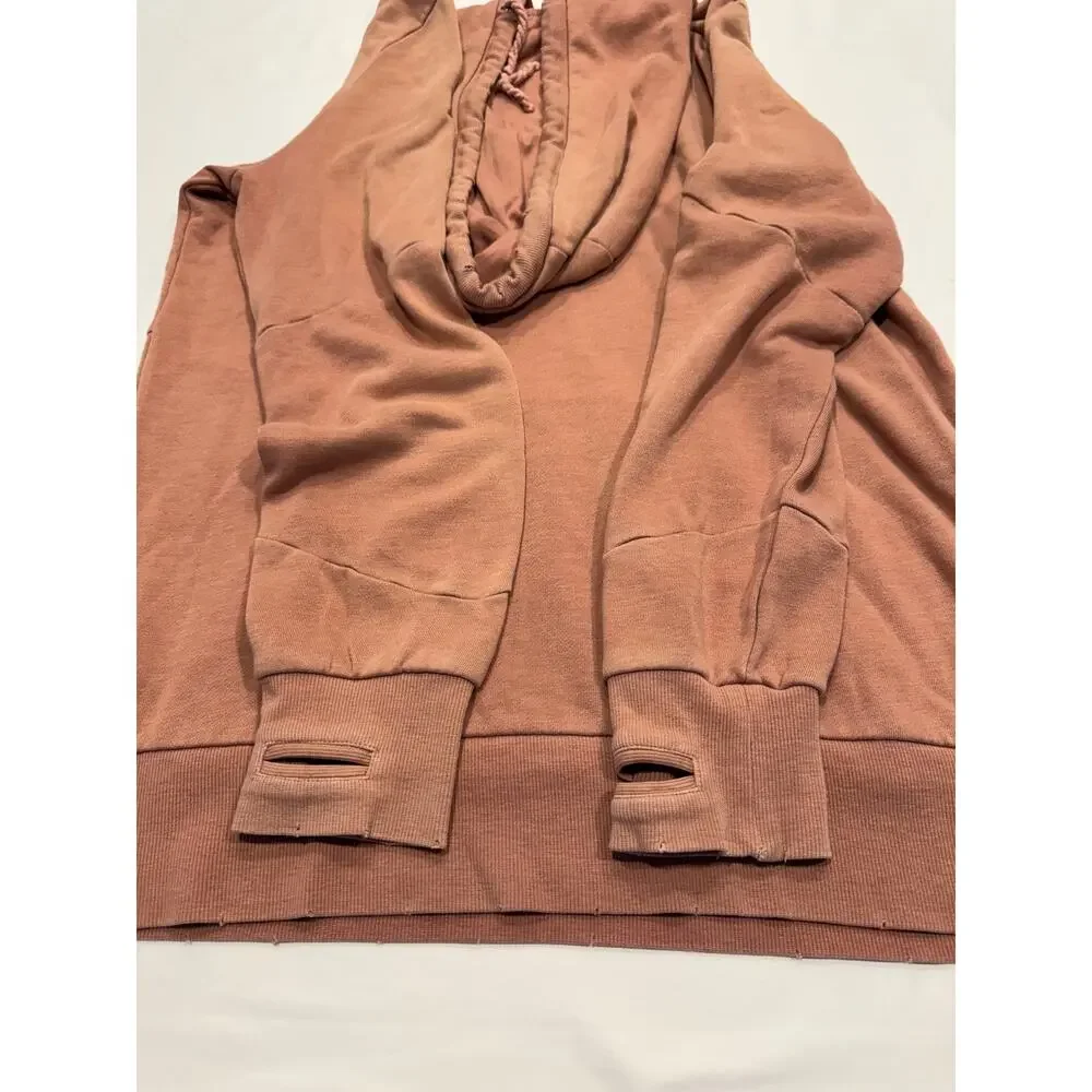 Ninth Hall Distressed Pullover Hoodie Sweatshirt Mens Size S Burnt‎ Orange